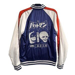 DC Comics Men Batman Manga Souvenir Satin Jacket Sz M Red White Blue 48-13